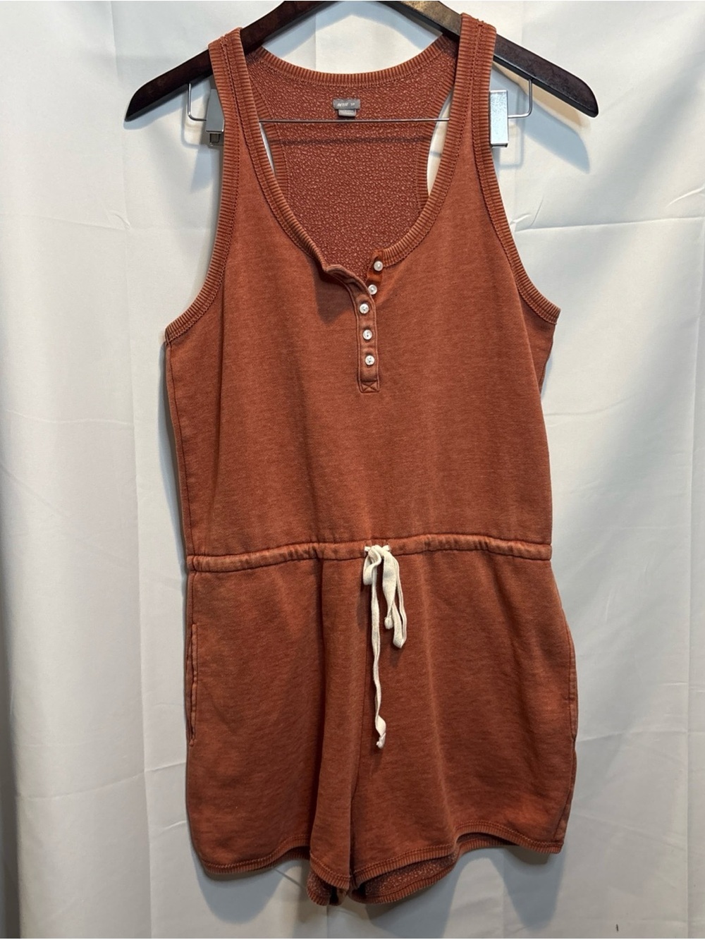Aerie burnt orange racerback henley romper